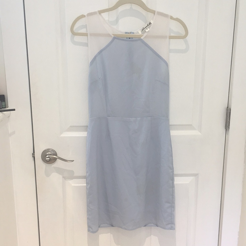 Small, Blue & White Sleeveless Party|Bridal Dress